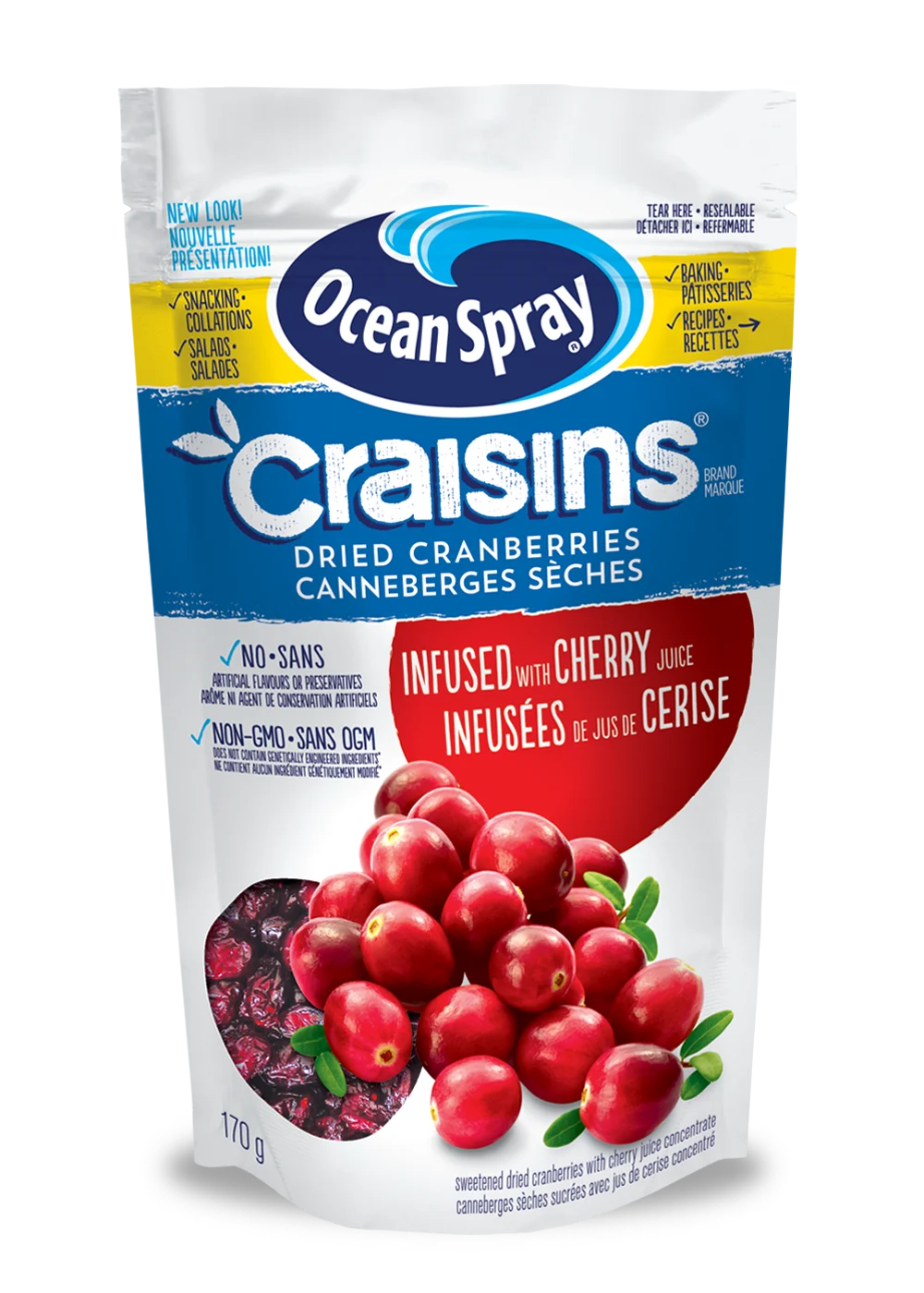 Canneberges sèches Craisins® – Infusées de jus - Cerise 170 g