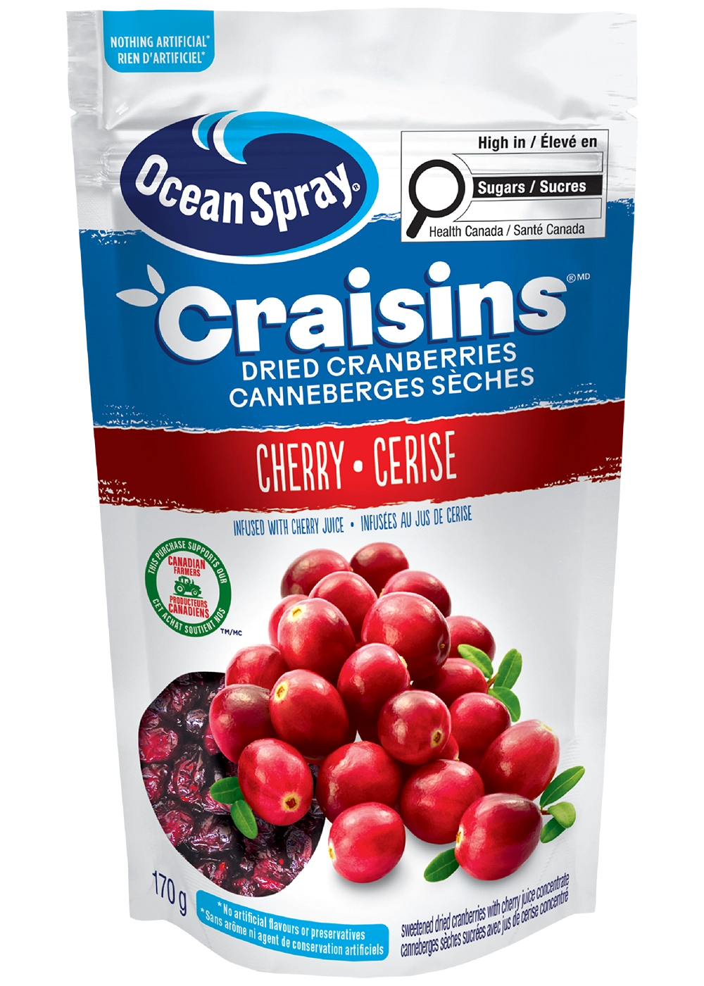 Canneberges sèches Craisins® – Infusées de jus - Cerise 170 g