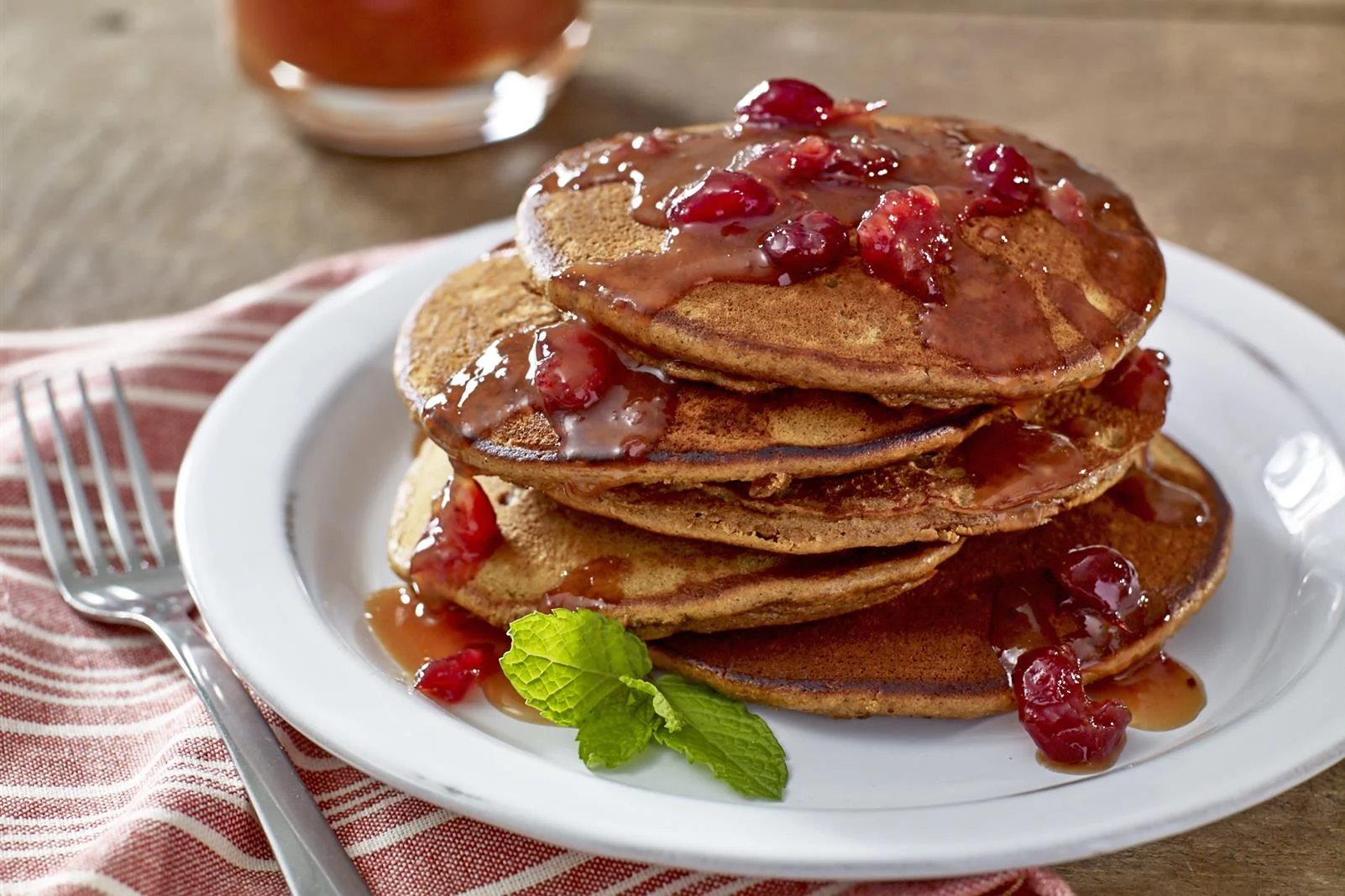 Whole-Wheat Pancakes with Cranberry Topping