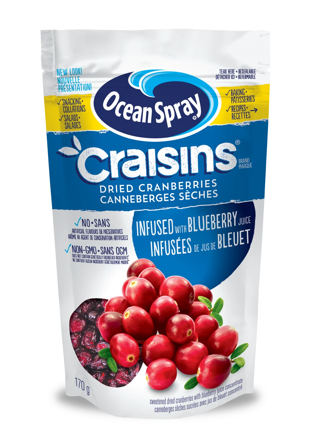 Canneberges sèches Craisins® – Infusées de jus - Bleuets 170 g