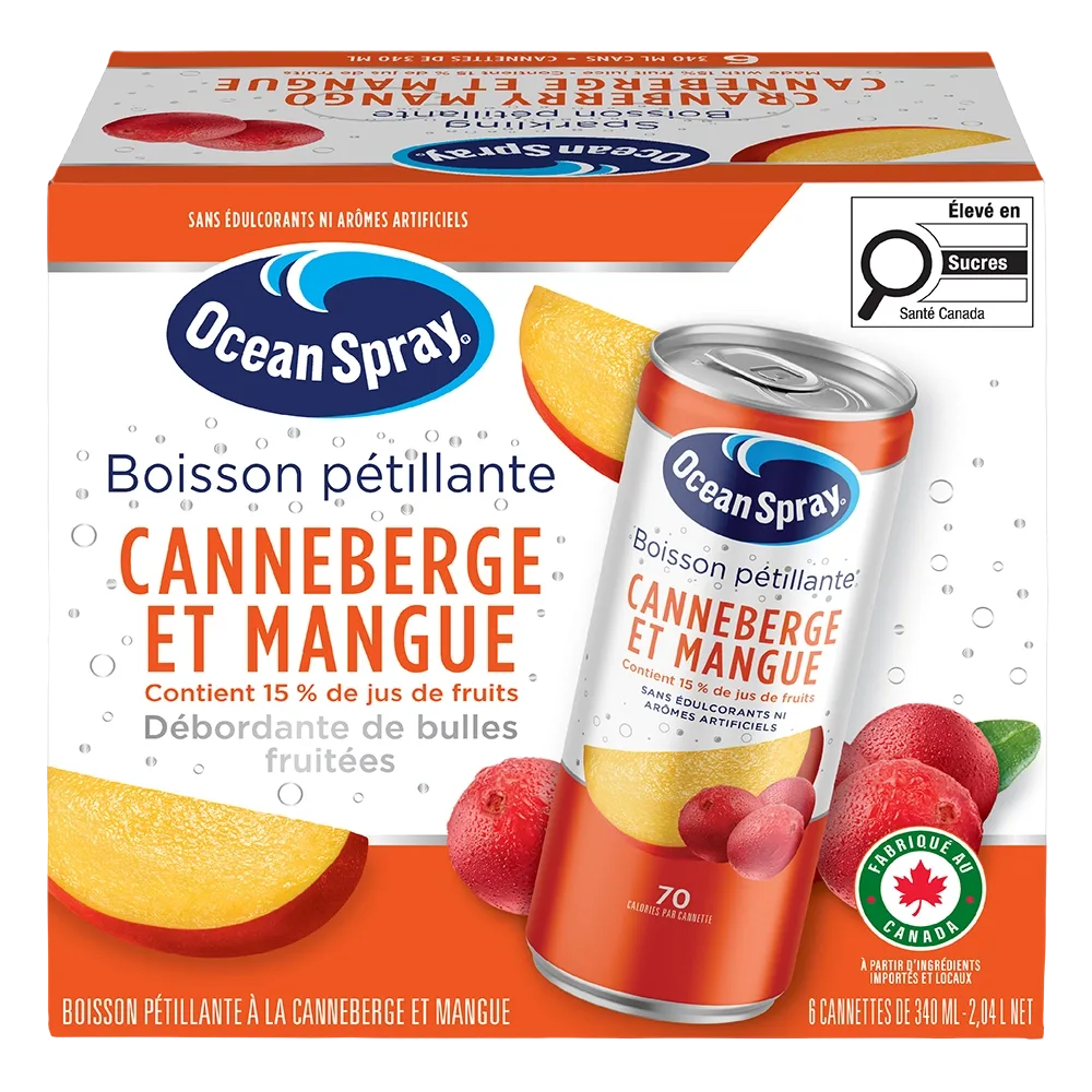 Boisson pétillante – Canneberge et mangue 6/340 ml
