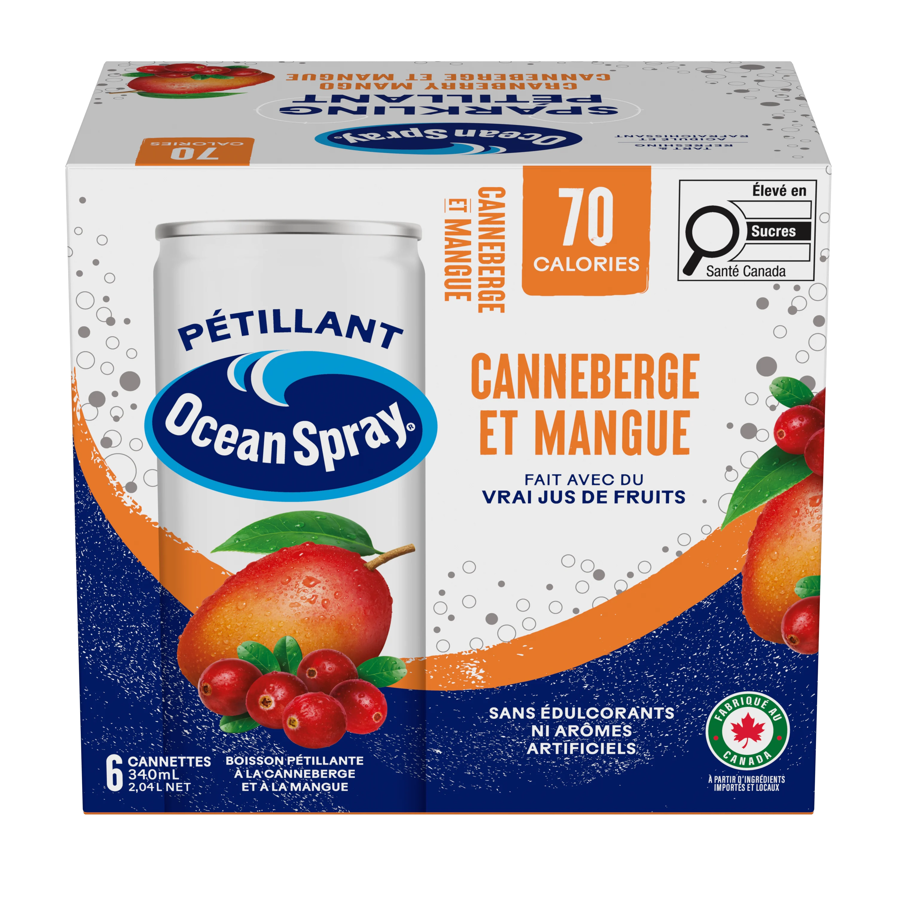 Boisson pétillante – Canneberge et mangue 6/340 ml