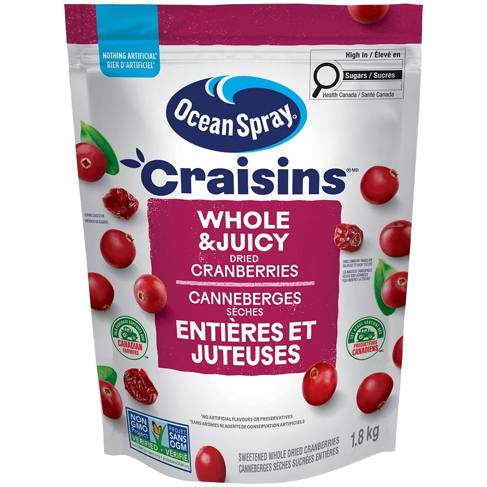Canneberges sèches Craisins® – Entières et juteuses 1.8 kg