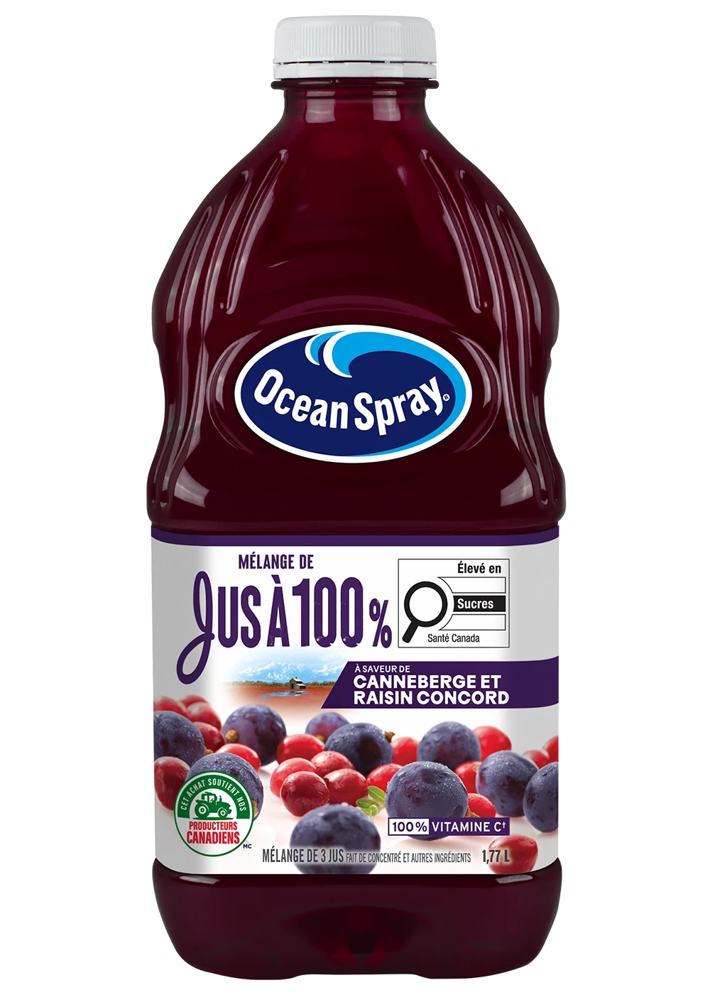 Mélange de jus à 100 % - Canneberge et raisin Concord 1,77L